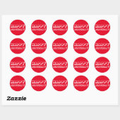 Sticker Rond Joyeux anniversaire, Rouge blanc moderne audacieux (Feuille)