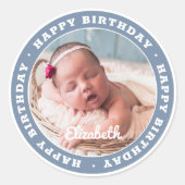 Sticker Rond Joyeux anniversaire Simple Photo moderne (Devant)
