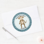 Sticker Rond Joyeux anniversaire singe Zoo Animaux (Enveloppe)