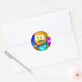 Sticker Rond Joyeux Anniversaire Souriant Visages de ballon (Enveloppe)