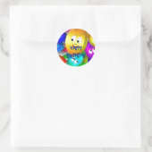 Sticker Rond Joyeux Anniversaire Souriant Visages de ballon (Sac)