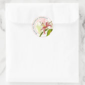 Sticker Rond Joyeux anniversaire Stargazer Lily photo florale (Sac)