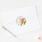 Sticker Rond Joyeux anniversaire Stargazer Lily photo florale (Enveloppe)