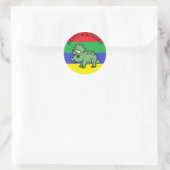 Sticker Rond Joyeux anniversaire T-Rex Dinosaur (Sac)