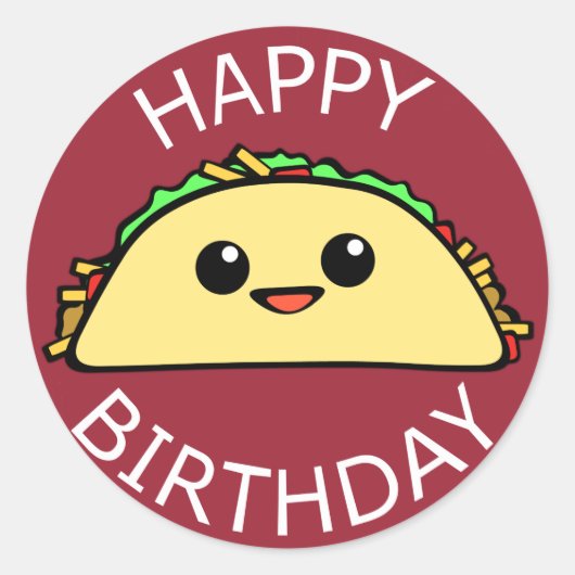 Sticker Rond Joyeux anniversaire Taco (Devant)