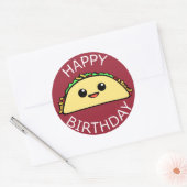 Sticker Rond Joyeux anniversaire Taco (Enveloppe)