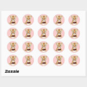 Sticker Rond Joyeux anniversaire - Tigre mignon avec Cupcake (Feuille)