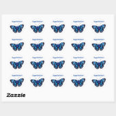 Sticker Rond Joyeux Anniversaire Tropical Blue Butterfly (Feuille)