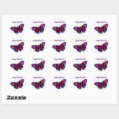 Sticker Rond Joyeux Anniversaire Tropical Purple Papillon (Feuille)