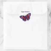 Sticker Rond Joyeux Anniversaire Tropical Purple Papillon (Sac)