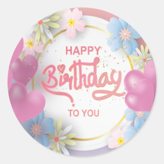 Sticker Rond Joyeux anniversaire unisex mot art (Devant)