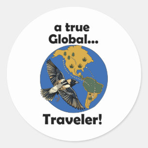 Sticker Rond Joyeux Anniversaire Véritable Voyageur Mondial Bob