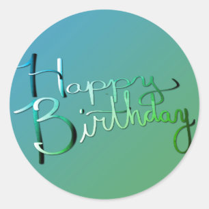 Sticker Rond  "Joyeux anniversaire !" Vert dégradé écrit à 