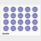 Sticker Rond Joyeux anniversaire violet typographie blanche (Feuille)