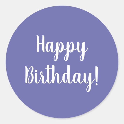 Sticker Rond Joyeux anniversaire violet typographie blanche (Devant)