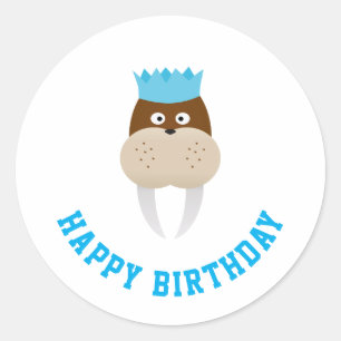 Sticker Rond Joyeux anniversaire Walrus