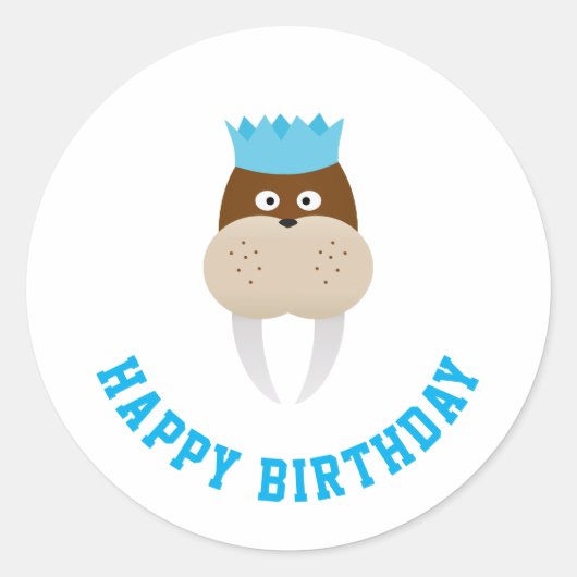 Sticker Rond Joyeux anniversaire Walrus (Devant)