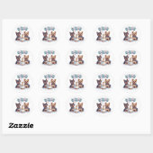 Sticker Rond Joyeux anniversaire Yorkie Chien (Feuille)