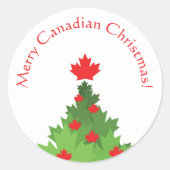 Sticker Rond Joyeux arbre de Noël en feuille d'érable (Devant)