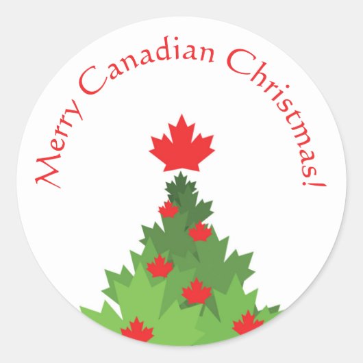 Sticker Rond Joyeux arbre de Noël en feuille d'érable (Devant)