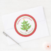 Sticker rond Joyeux Arbre de Noël personnalisé (Enveloppe)