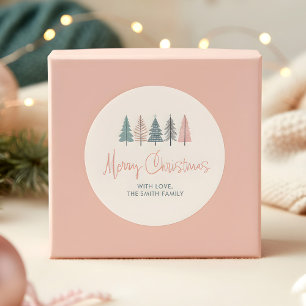 Sticker Rond Joyeux arbre pastel de Noël