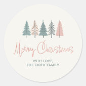 Sticker Rond Joyeux arbre pastel de Noël (Devant)