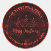 Sticker Rond Joyeux arbres de Noël Bourgogne (Devant)