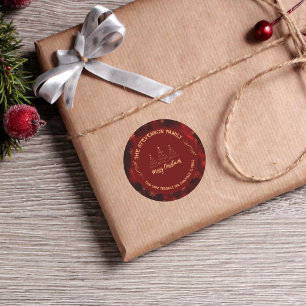 Sticker Rond Joyeux arbres de Noël Bourgogne
