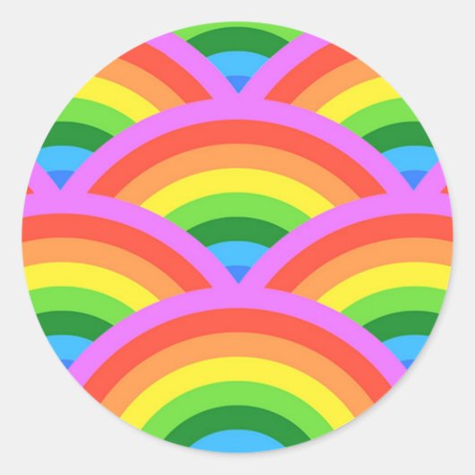Sticker Rond Joyeux arc-en-ciel (Devant)
