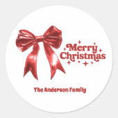 Sticker Rond Joyeux arc rouge de Noël (Devant)