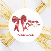 Sticker Rond Joyeux arc rouge de Noël