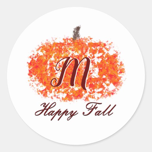 Sticker Rond Joyeux Automne Monogramme Personnel Familial Citro (Devant)
