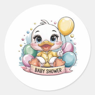 Sticker Rond Joyeux Baby shower de canard