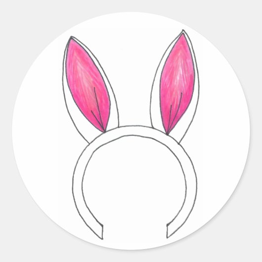 Sticker Rond Joyeux Baby shower d'oreilles lapin lapin de Pâque (Devant)