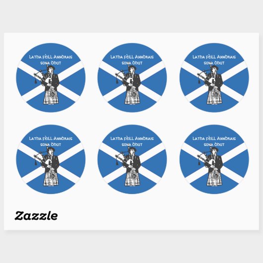 Sticker Rond Joyeux Bagpiper du drapeau de la Saint Andrews (Feuille)