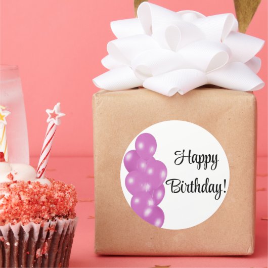Sticker Rond Joyeux Ballons d'anniversaire (Fête)