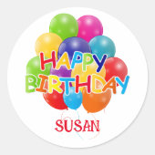 Sticker Rond Joyeux Ballons d'anniversaire (Devant)