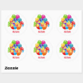 Sticker Rond Joyeux Ballons d'anniversaire (Feuille)