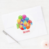 Sticker Rond Joyeux Ballons d'anniversaire (Enveloppe)