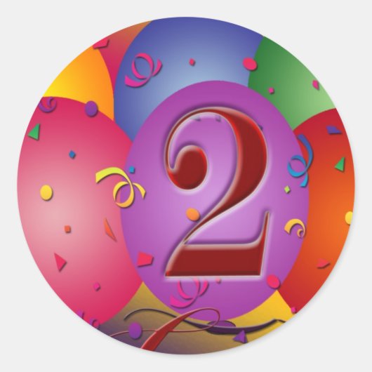 Sticker Rond Joyeux Ballons du 2ème anniversaire (Devant)