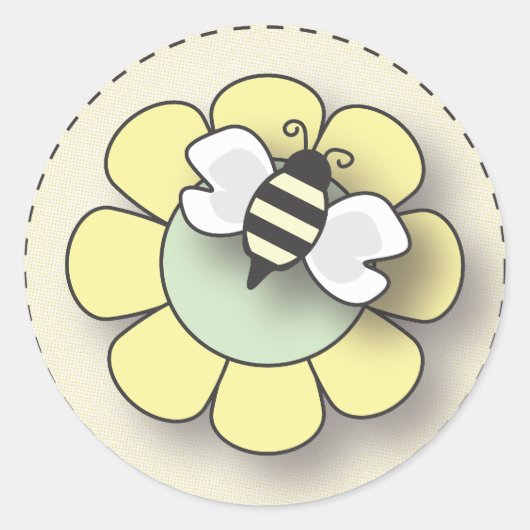 Sticker Rond Joyeux bébé abeille en jaune (Devant)