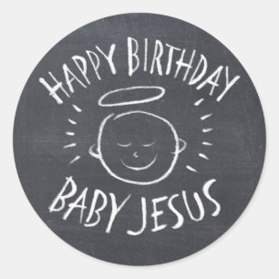 Sticker Rond Joyeux bébé Jésus - Noël chrétien