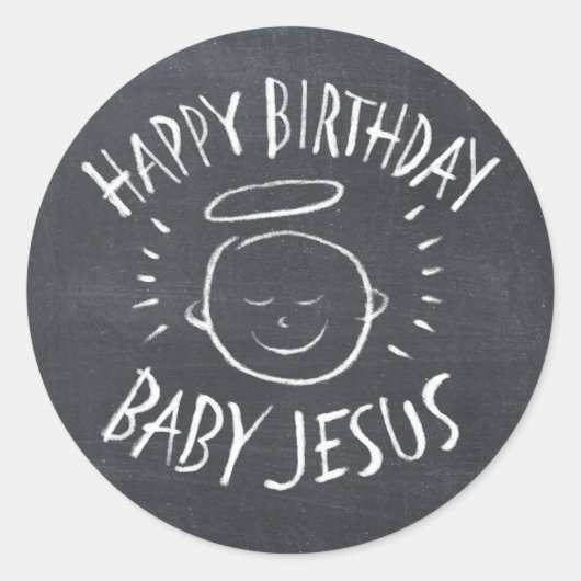 Sticker Rond Joyeux bébé Jésus - Noël chrétien (Devant)