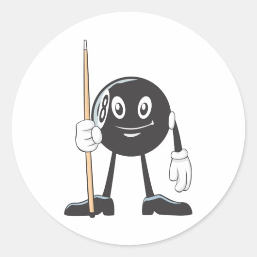 Sticker Rond Joyeux Billard Huit Bal (Devant)