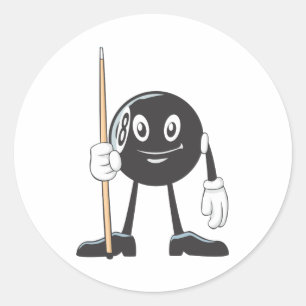 Sticker Rond Joyeux Billard Huit Bal