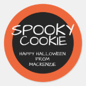 Sticker Rond Joyeux biscuit Éffrayant blanc orange Halloween (Devant)
