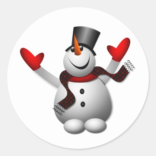 Sticker Rond Joyeux bonhomme de neige (Devant)
