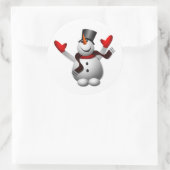 Sticker Rond Joyeux bonhomme de neige (Sac)