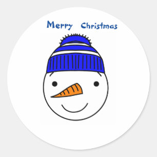 Sticker Rond Joyeux bonhomme de neige de Noël